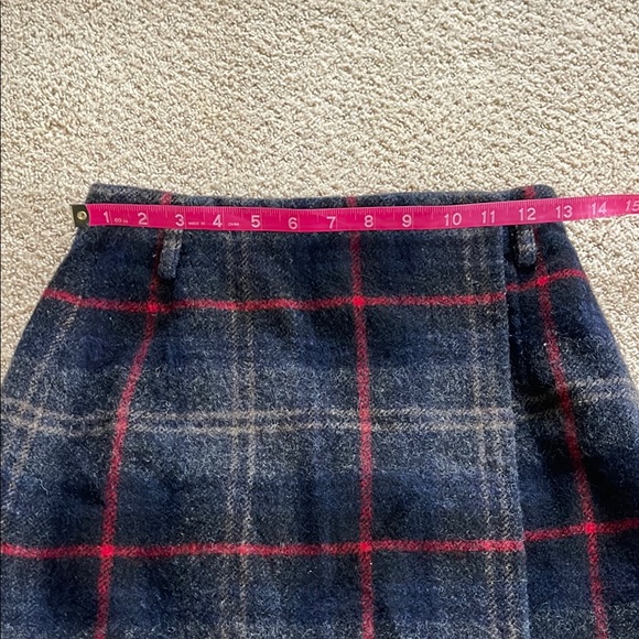 Plaid Wool Skirt - Navy and Red - Picture 5 of 7